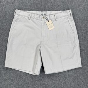 Peter Millar Crown Shorts Men's 36 Light Grey ME0B05 Flat Front Chino Casual NWT